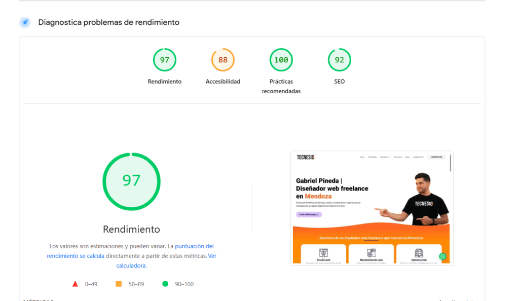 auditoria de rendimiento web en wordpress